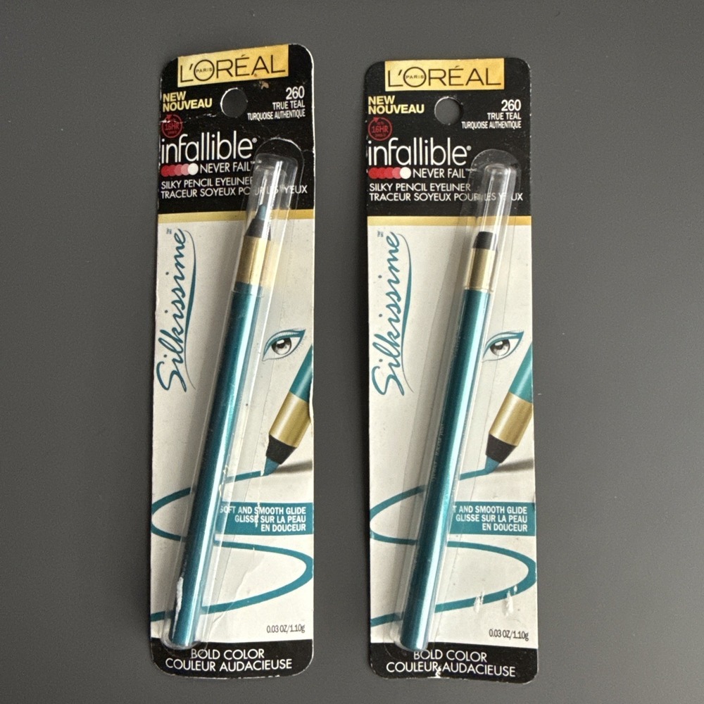 Lot X 2 L'Oréal Paris Infallible Silkissime Pencil Eyeliner 260 True Teal Need